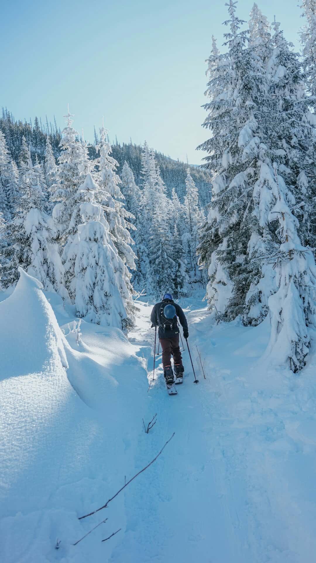 Splitboardeur dans un couloir de montagne